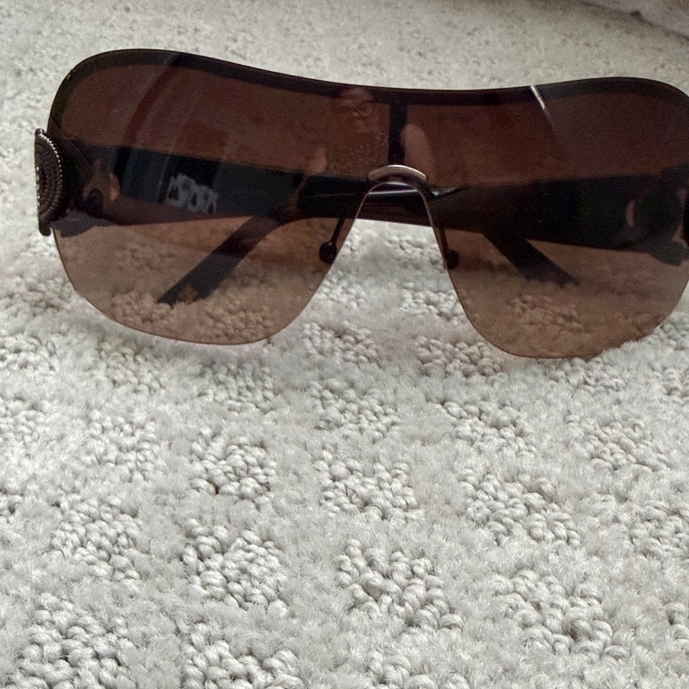 Escada Brown Shield Sunglasses with Dark Brown Lenses